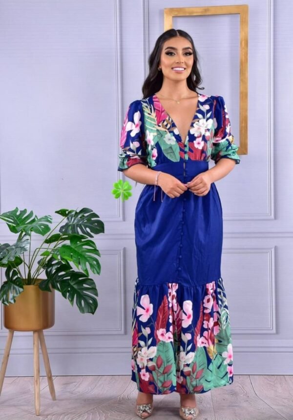 Vestido azul rey con estampado