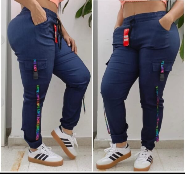 Pantalon chambray tipo cargo